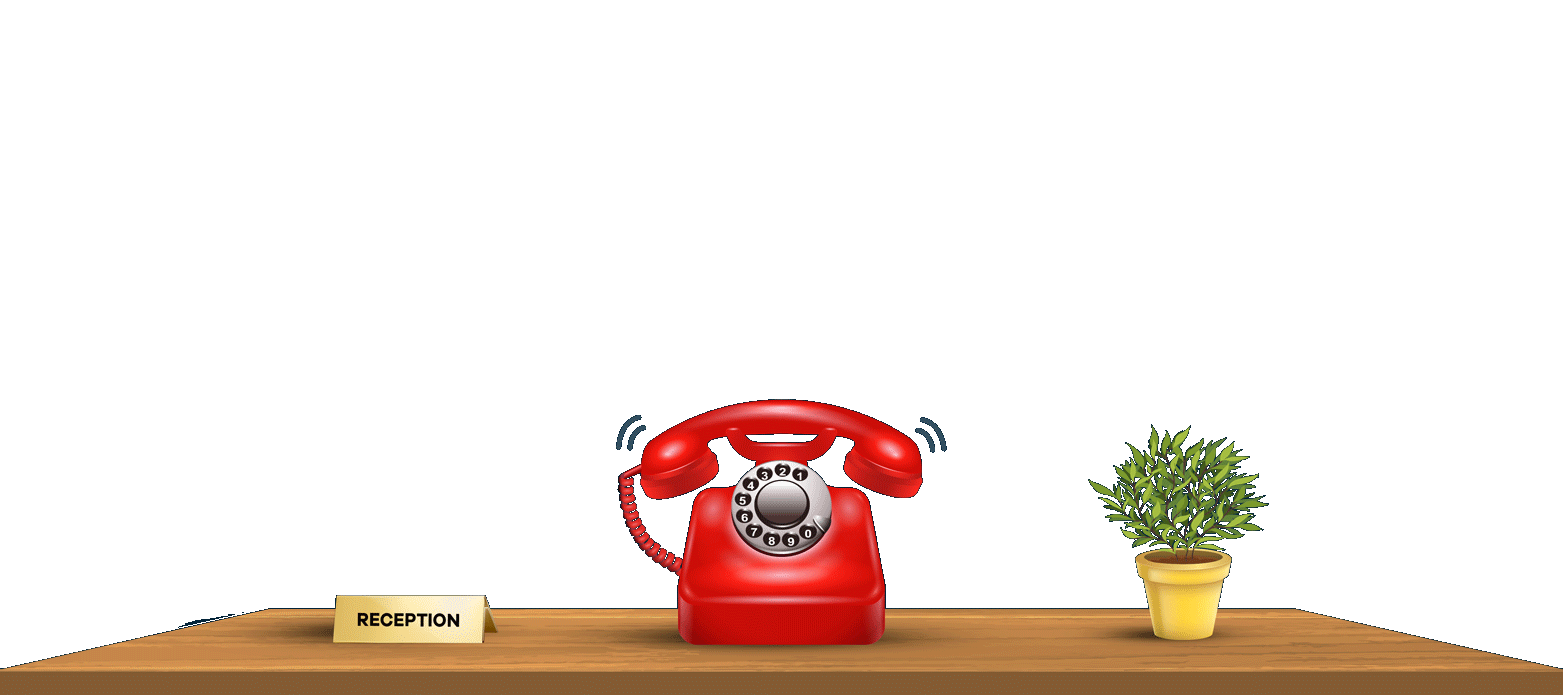 Animated ringing phone, alternate placement, prompting visitors to begin the human verification check