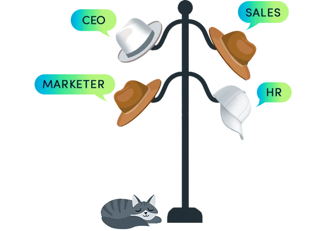 Startup founder handling multiple business roles and responsibilities